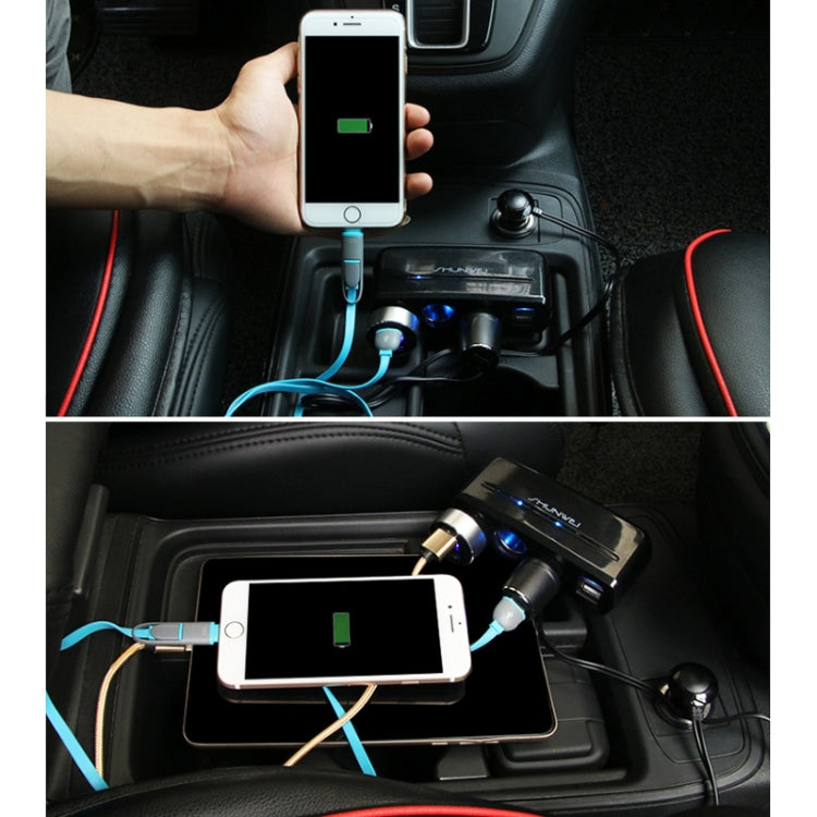 SHUNWEI SD-1939 120W 3A Car Independent Switch 3 in 1 Dual USB Charger Cigarette Lighter, SD-1939 (Black), SD-1939