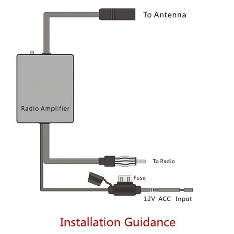 Universal 12V Radio FM Antenna Signal Amplifier Booster, 12V