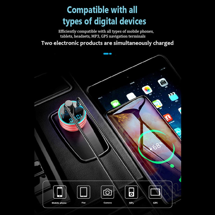 C1 Multifunctional Car Dual USB Charger MP3 Music Player Bluetooth FM Transmitter, C1 (Black), C1 (Red), C1 (Silver)
