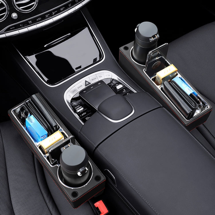Stylish PU Leather Car Seat Gap Storage and Cup Holder Solution