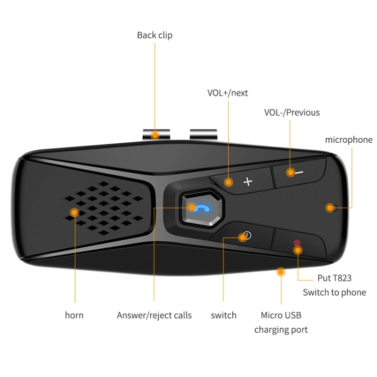 T823 Car Sun Visor Bluetooth Hands-free Call Speaker, T823