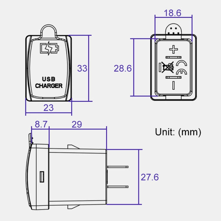 Car 3.1A USB Double-sided Mobile Phone Charger for Toyota, 3.1A