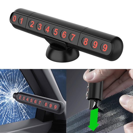 3R-2166 3 in 1 Multifunctional Car Parking Number Plate with Safety Hammer + Cutting Seat Belt, 3R-2166