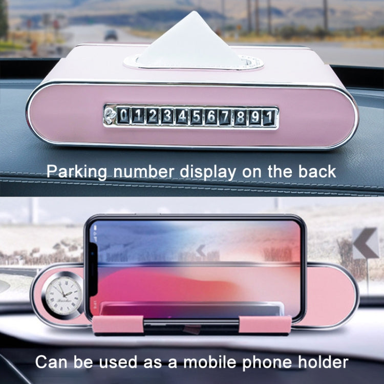 Diamond Dashboard Towel Dispenser with Parking Card, Phone Holder & Clock