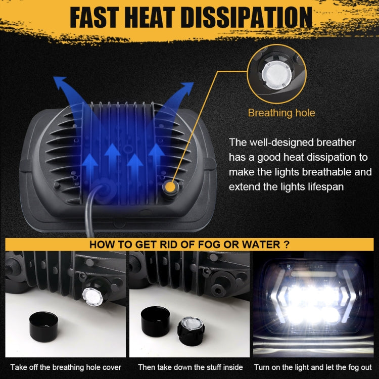 Car 7 inch Square DC9-30V  LED Headlight Modification Accessories for Jeep Wrangler