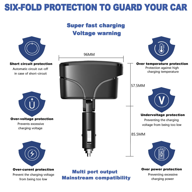TR35 Car 2 in 1 Cigarette Lighter Extension Socket 20W PD Fast Charge QC3.0 USB Charger, TR35