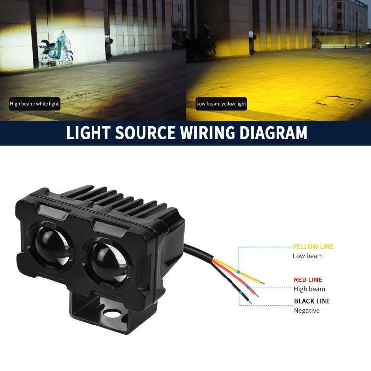 ZH-1583A1 External Waterproof Double Lamp Bead LED Headlight Square Dragon Button Type