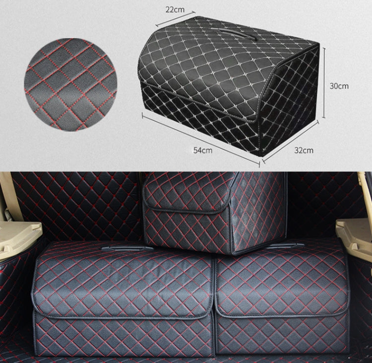 Elegant Checkered Car Boot Organiser - Spacious & Foldable Storage Box (54 x 32 x 30cm)