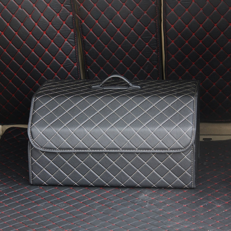 Elegant Checkered Car Boot Organiser - Spacious & Foldable Storage Box (54 x 32 x 30cm)