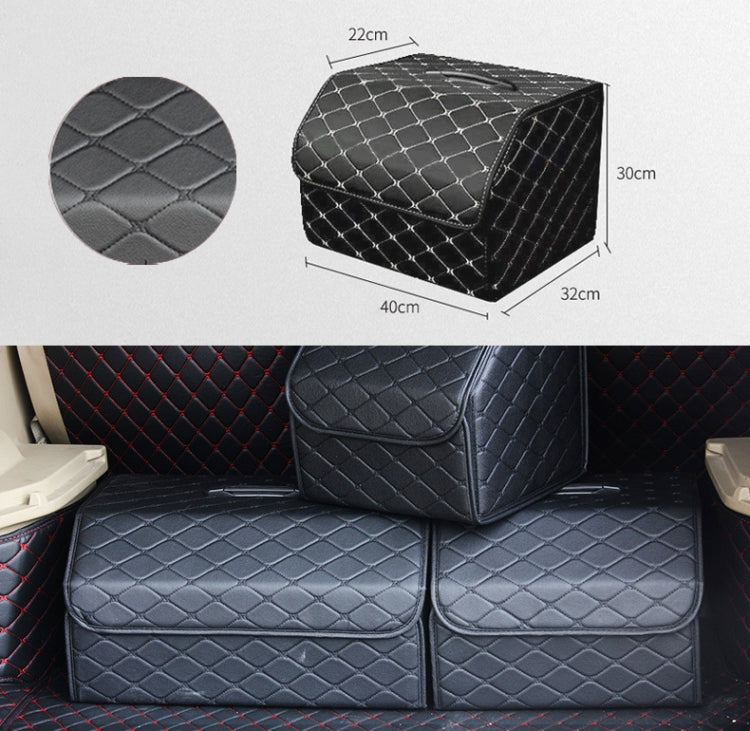 Versatile Foldable Car Boot Storage Box with Rhombic Design - 40 x 32 x 30cm