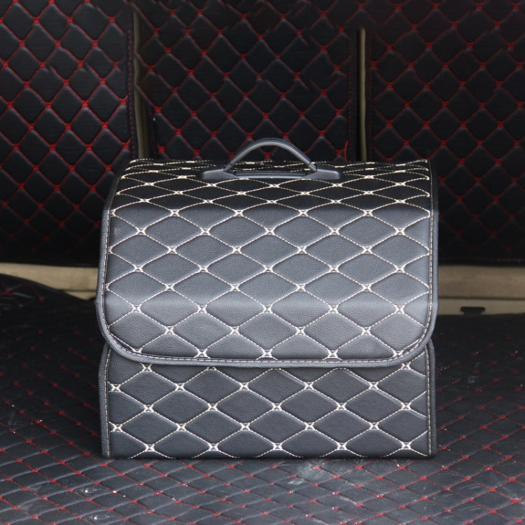 Versatile Foldable Car Boot Storage Box with Rhombic Design - 40 x 32 x 30cm