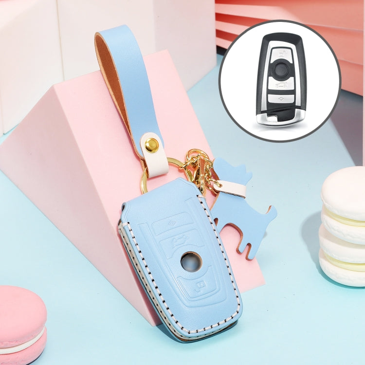 Elegant Cowhide Leather Key Cover for BMW - Women's Stylish Protection