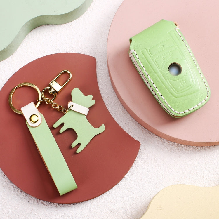 Elegant Cowhide Leather Key Cover for BMW - Women's Stylish Protection