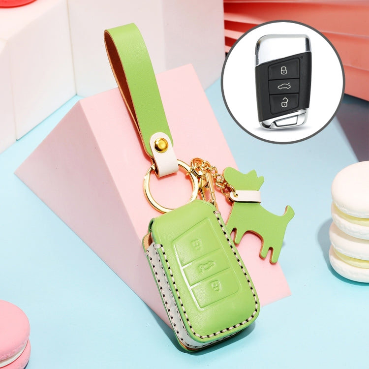 Chic Cowhide Leather Key Cover for Volkswagen: Elegant Protection for Your Car Key