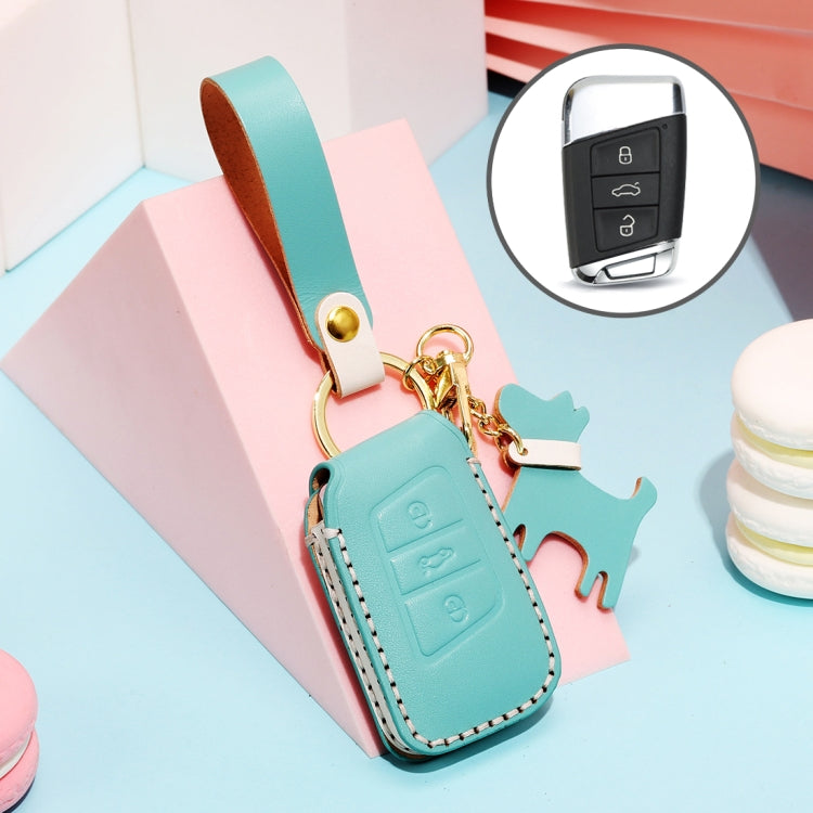 Chic Cowhide Leather Key Cover for Volkswagen: Elegant Protection for Your Car Key
