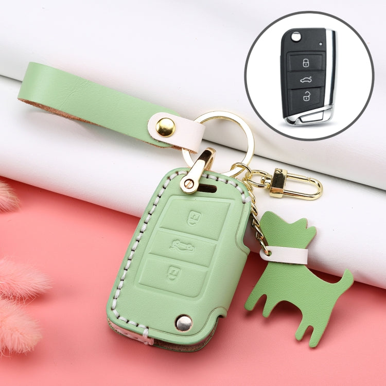 Chic Cowhide Leather Key Cover for Volkswagen B Type Folding Key - Stylish Protection for Your Car Key
