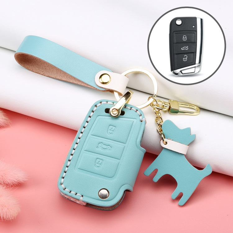 Chic Cowhide Leather Key Cover for Volkswagen B Type Folding Key - Stylish Protection for Your Car Key