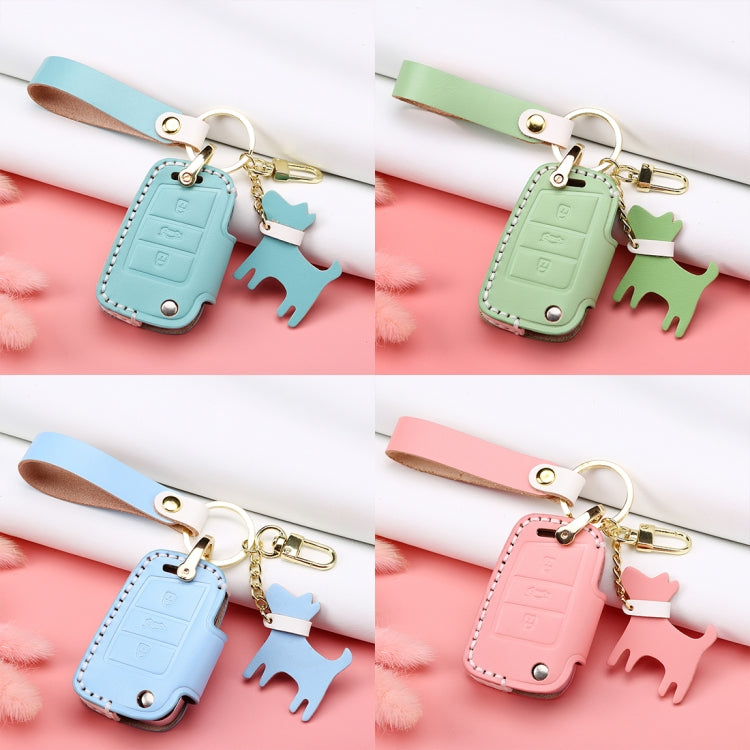 Chic Cowhide Leather Key Cover for Volkswagen B Type Folding Key - Stylish Protection for Your Car Key