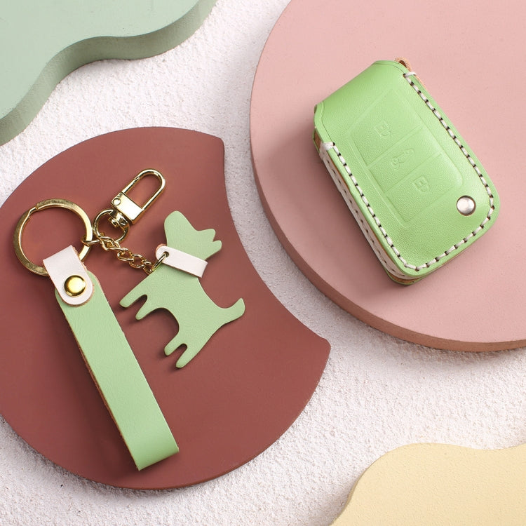 Chic Cowhide Leather Key Cover for Volkswagen B Type Folding Key - Stylish Protection for Your Car Key