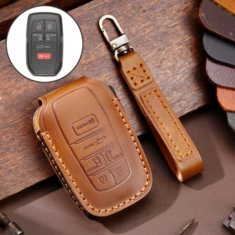 Genuine Leather Key Fob Cover for Toyota Sienna - 6-Button Luxury Protection
