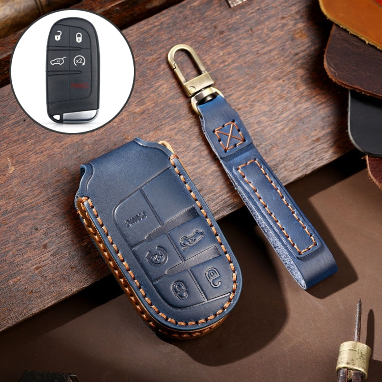 Luxurious Genuine Leather Key Fob Cover for Jeep Compass - 5-Button Protection