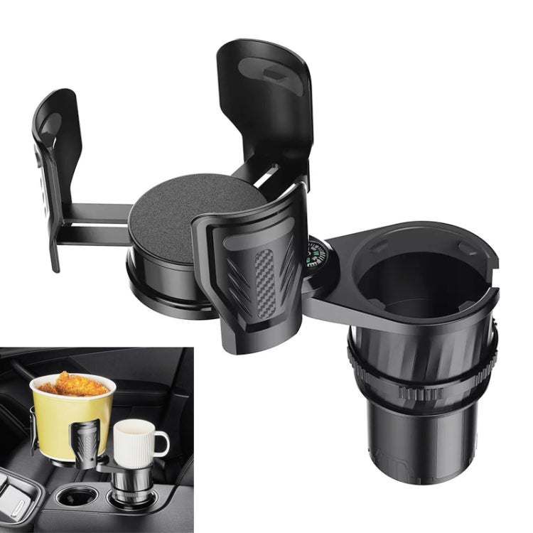 Adjustable Rotating Car Cup Holder with Built-in Compass and Anti-Shock Foam