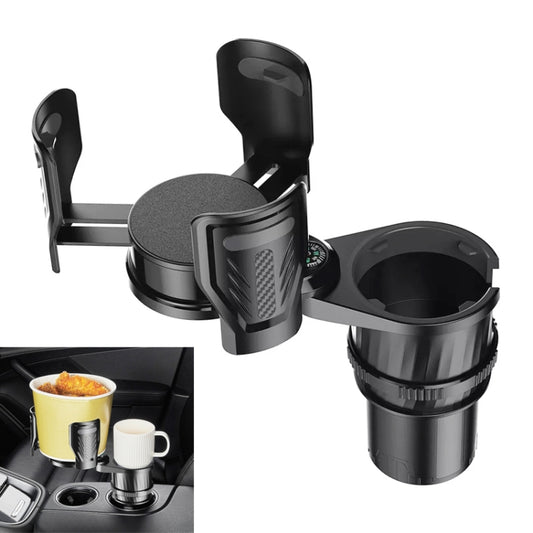 Adjustable Rotating Car Cup Holder with Built-in Compass and Anti-Shock Foam