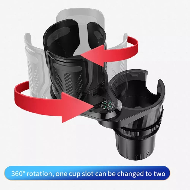 Adjustable Rotating Car Cup Holder with Built-in Compass and Anti-Shock Foam