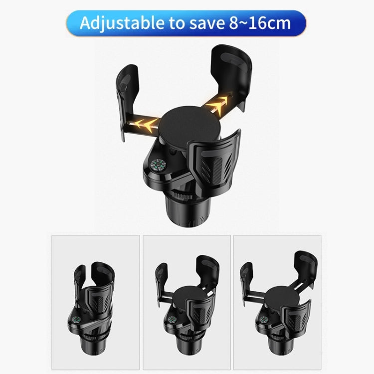 Adjustable Rotating Car Cup Holder with Built-in Compass and Anti-Shock Foam