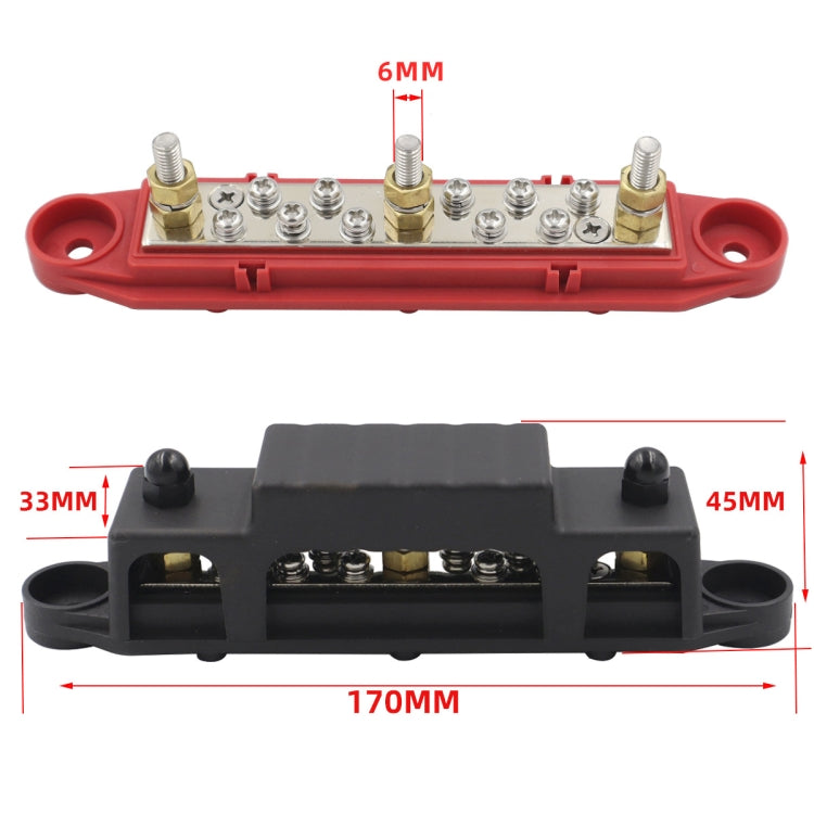 1 Pair 48V 150A M6 Power Distribution Terminal Block Battery Bus Bar Set