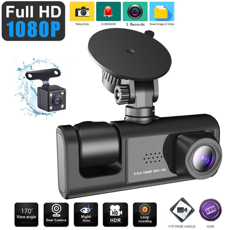 A1 Triple-Lens HD Car Dash Cam with Night Vision