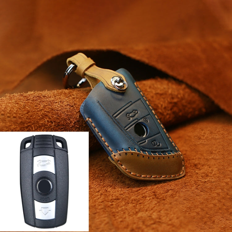 Premium Cowhide Leather Key Case for BMW Blade Style - Dual Key Protection