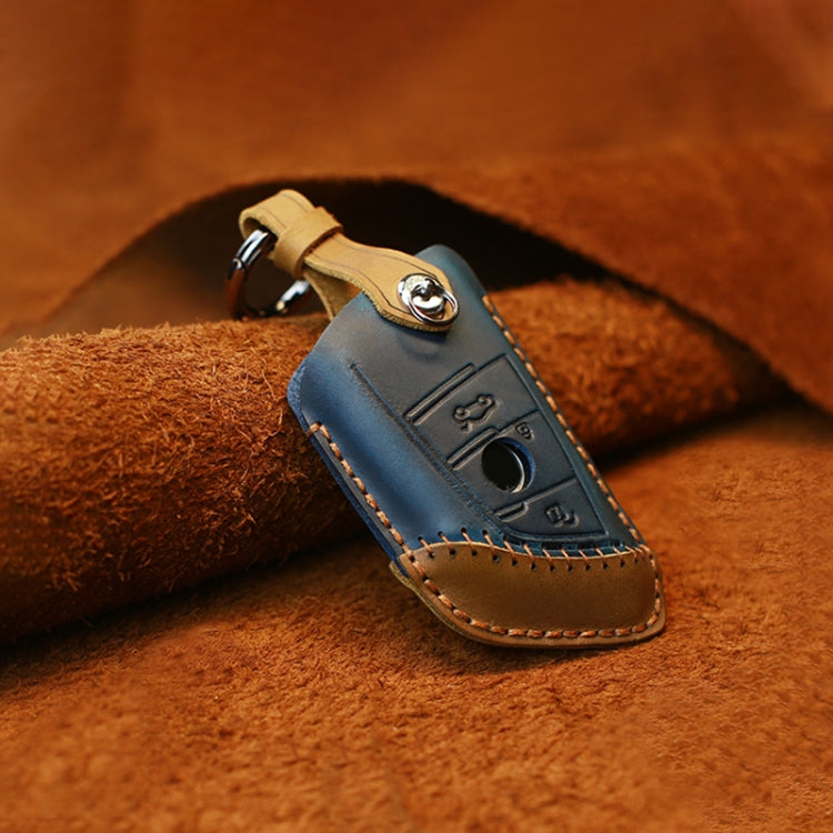 Premium Cowhide Leather Key Case for BMW Blade Style - Dual Key Protection