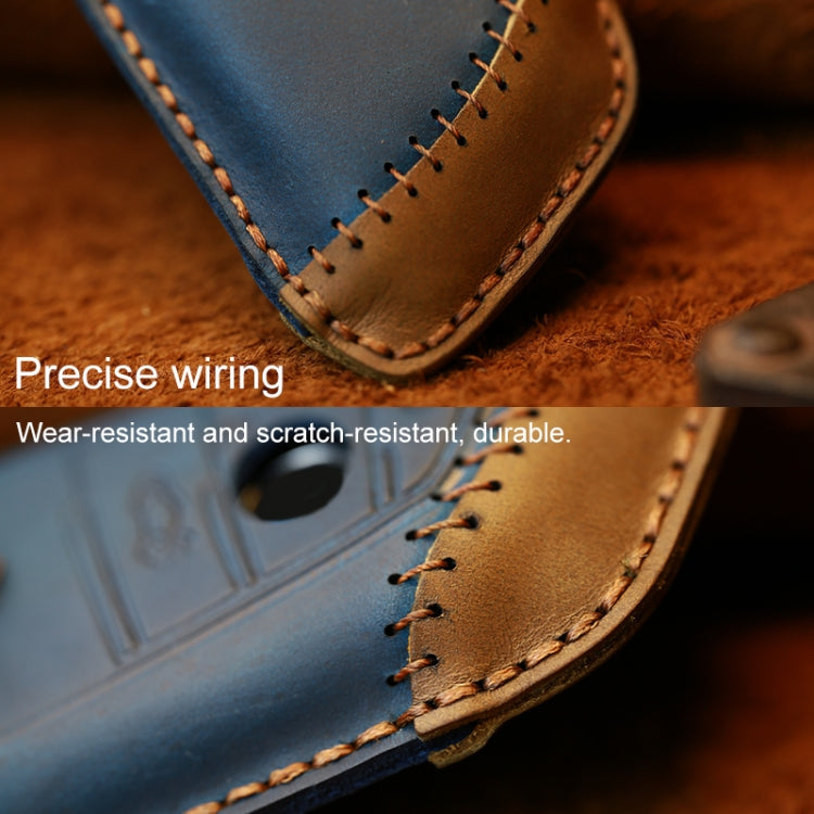 Premium Cowhide Leather Key Case for BMW Blade Style - Dual Key Protection