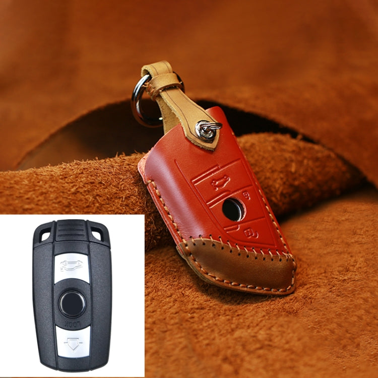 Premium Cowhide Leather Key Case for BMW Blade Style - Dual Key Protection