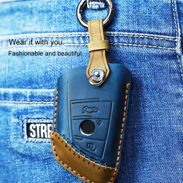 Luxurious Cowhide Leather Key Cover for BMW – Three-Key Design