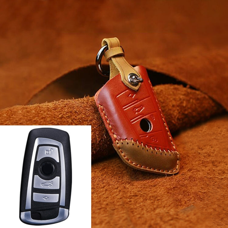 Luxurious Cowhide Leather Key Cover for BMW – Three-Key Design