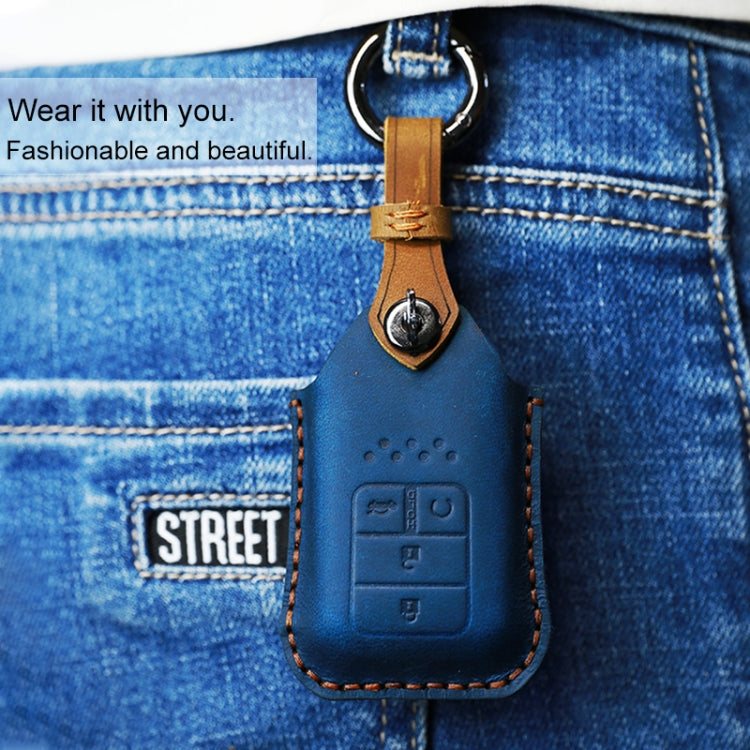 Elegant Cowhide Leather Key Case for Honda Cars – Dual Key Protection
