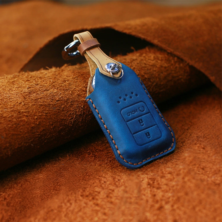 Luxurious Cowhide Leather Key Case for Honda - Three-Key Protection