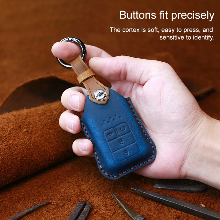 Luxurious Cowhide Leather Key Case for Honda - Three-Key Protection