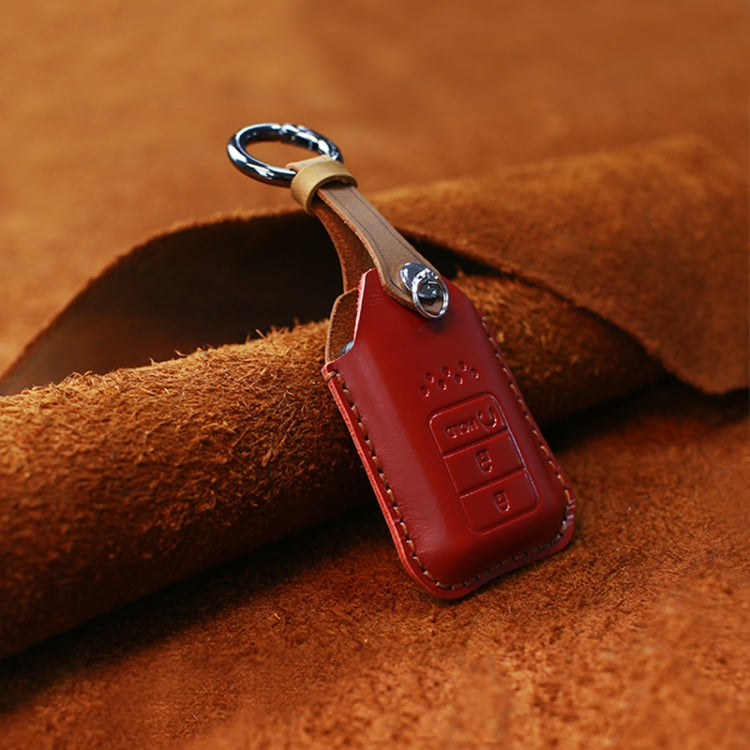 Luxurious Cowhide Leather Key Case for Honda - Three-Key Protection
