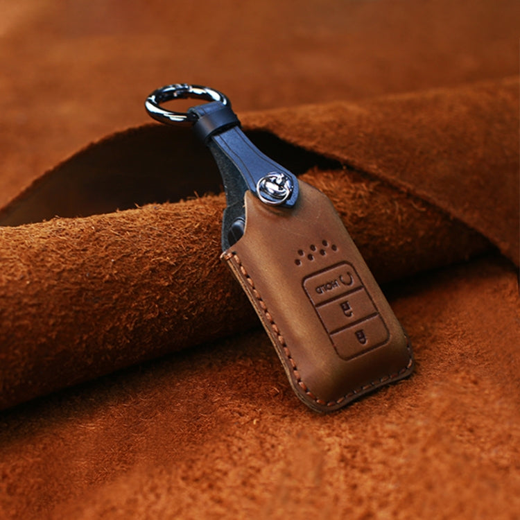 Luxurious Cowhide Leather Key Case for Honda - Three-Key Protection