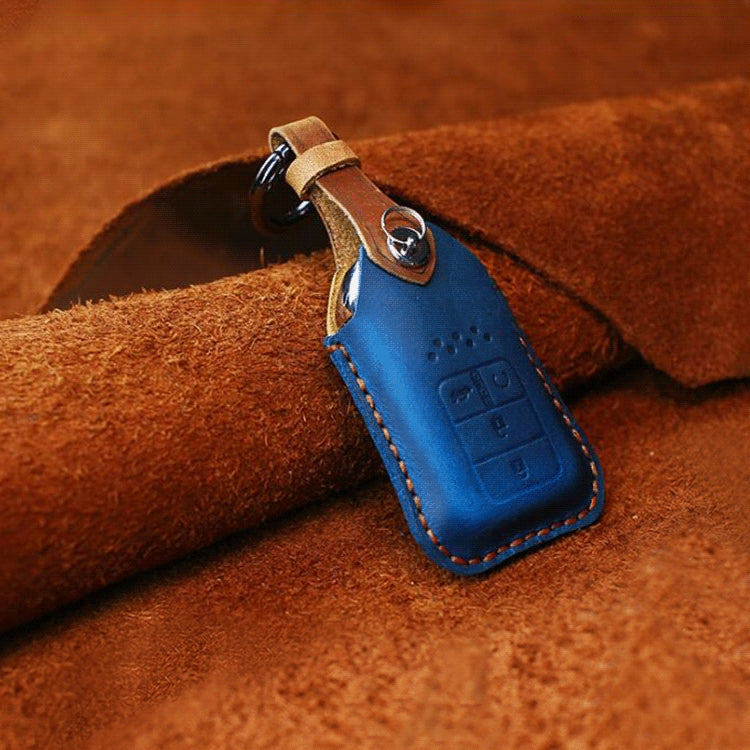 Elegant Cowhide Leather Key Case for Honda Cars - Four-Key Protection