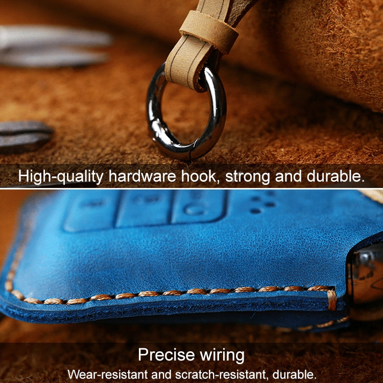 Elegant Cowhide Leather Key Case for Honda Cars - Four-Key Protection