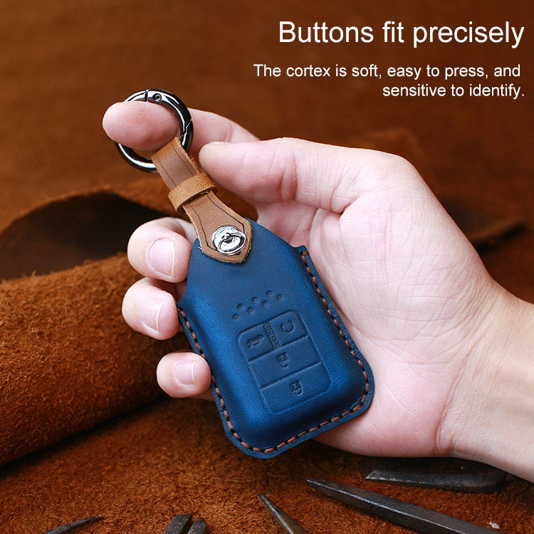 Elegant Cowhide Leather Key Case for Honda Cars - Four-Key Protection
