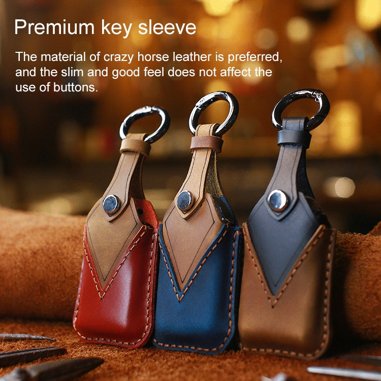 Elegant Cowhide Leather Key Case for Honda Cars - Four-Key Protection