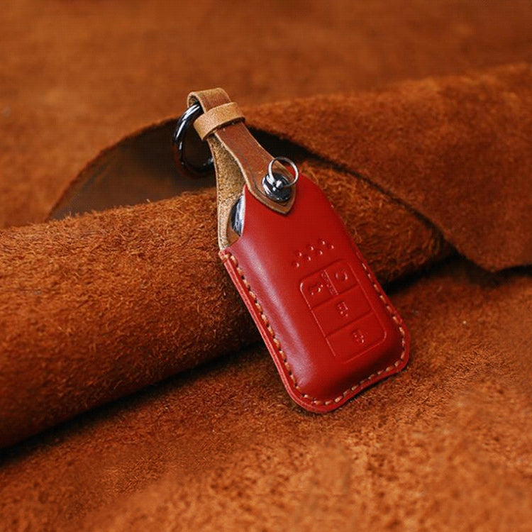Elegant Cowhide Leather Key Case for Honda Cars - Four-Key Protection