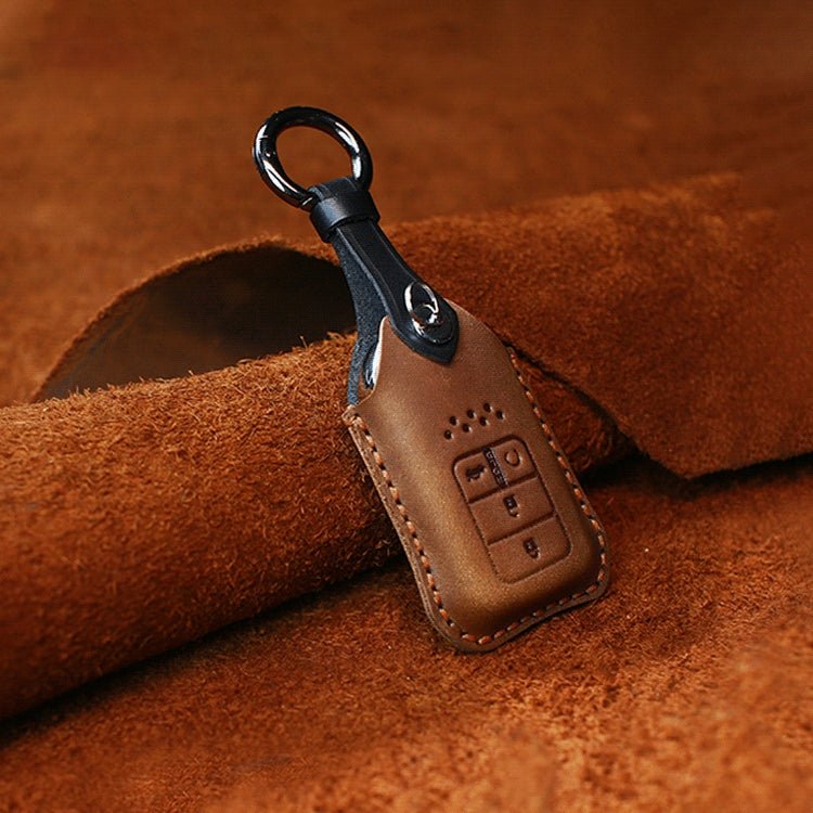 Elegant Cowhide Leather Key Case for Honda Cars - Four-Key Protection