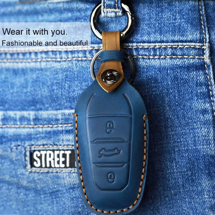 Stylish Cowhide Leather Key Cover for PEUGEOT Vehicles