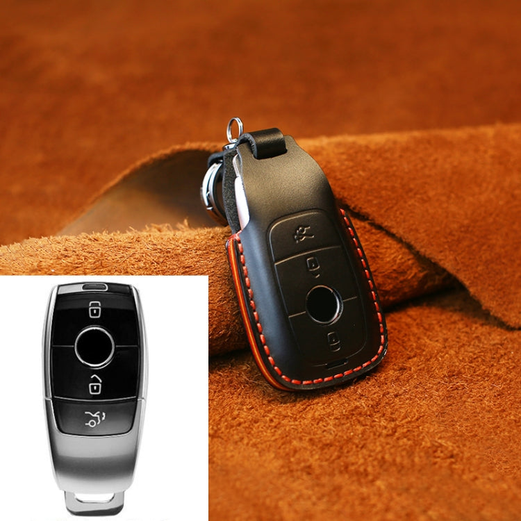 Luxurious Cowhide Leather Key Protector with Colourful Edges for Mercedes-Benz